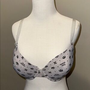 Juicy couture grey t-shirt monogram bra with Gold Accents